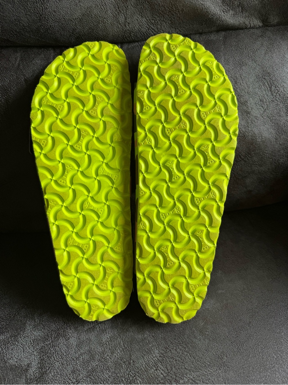 Birkenstock Two-Strap Sandals in Neon Green, Pink, Brown Camo - Picture 2 of 3